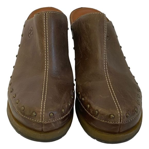 Dr Martens Una Brown Leather Chunky Heel Platform Clog Mule Shoe Sz 9 - Picture 4 of 16